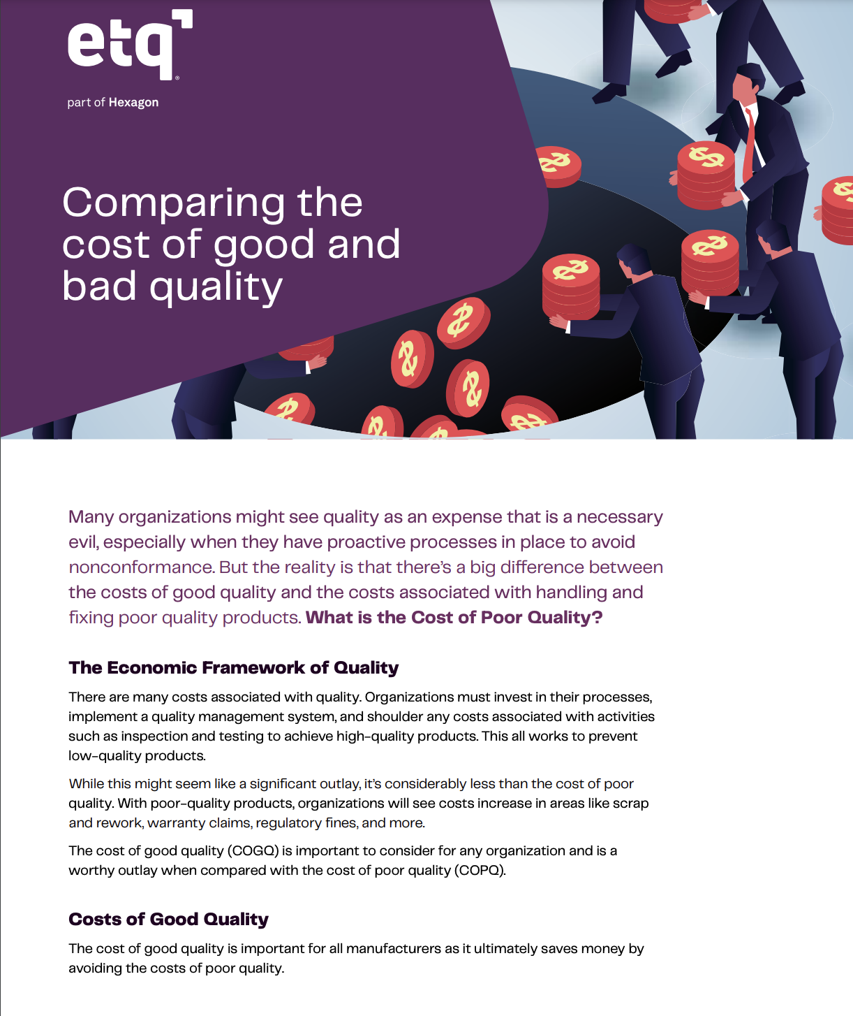 Guide Comparing the Costs of Good and Bad Quality